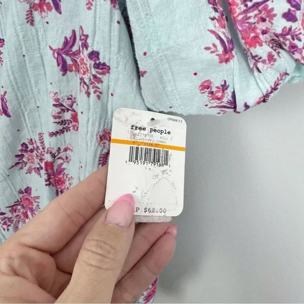 FREE PEOPLE | INTIMATELY Angela Floral Puff Sleeve Bodysuit NEW Women’s Size S